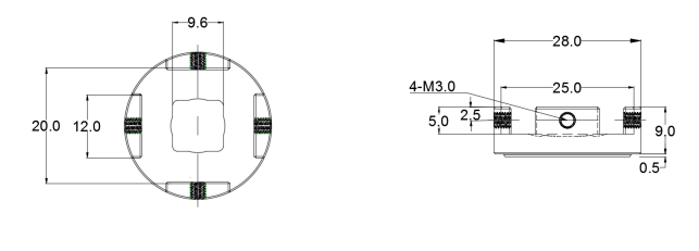 ACI-W高精密扭力测试仪转接器连接插座尺寸图