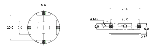 高精密扭力测试仪ACI-W系列转接器连接插座尺寸图