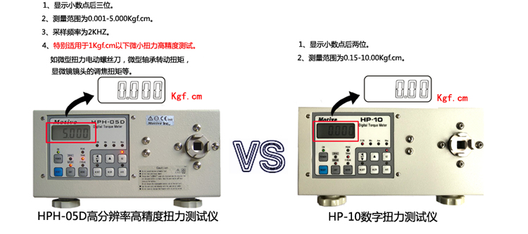 高分辨率高精度扭力测试仪HPH-05D系列特点
