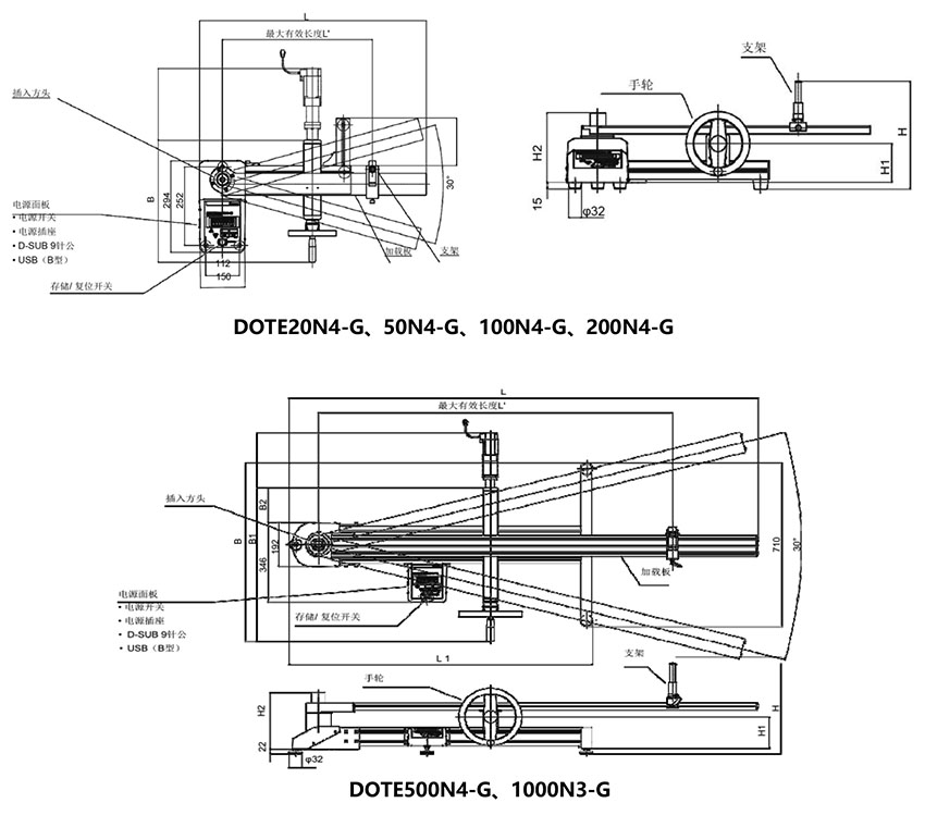 DOTE4-G系列數字式扭力扳手檢測儀結構圖